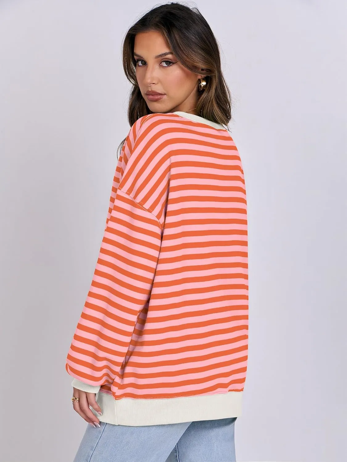 ANRABESS Women Striped Oversized Sweatshirt Crewneck Long Sleeve Shirts Hoodies 2025 Summer Fashion Pullover Top Y2K Outfits