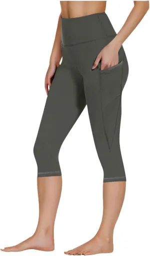 Capri Leggings for Women Summer Stretch High Waisted Soft Cropped Trousers Casual Workout Yoga Pants with Pockets
