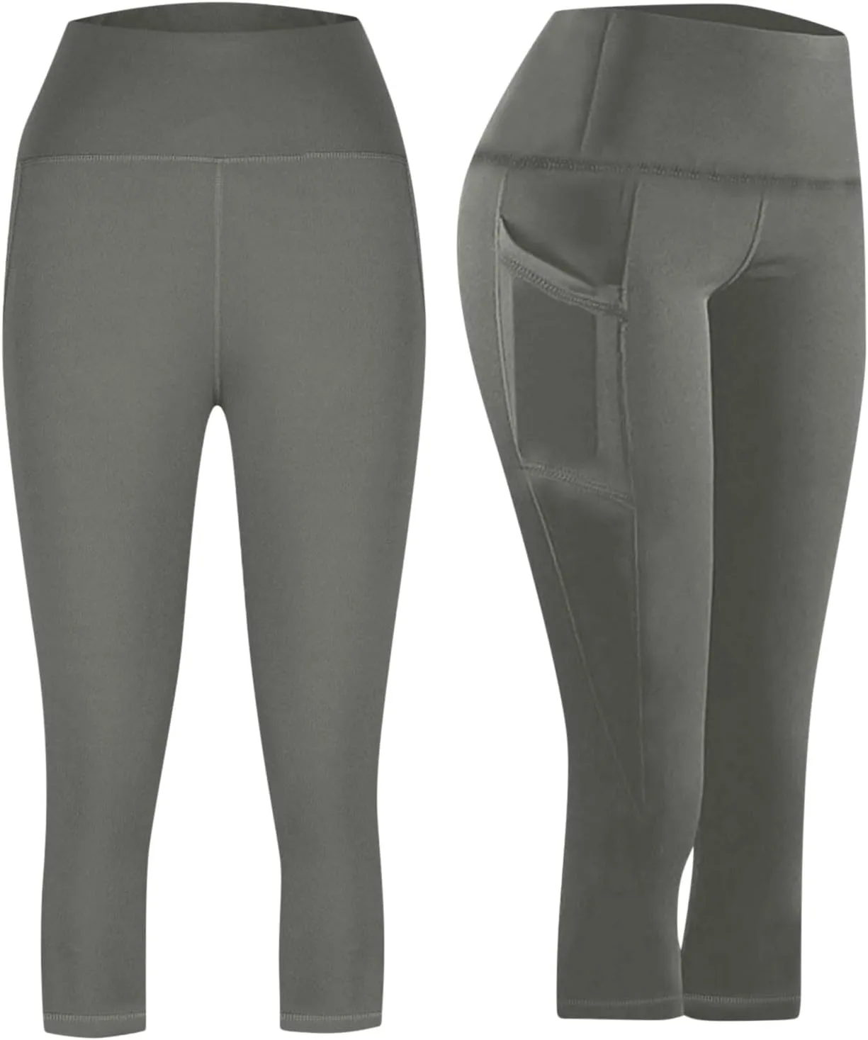 Capri Leggings for Women Summer Stretch High Waisted Soft Cropped Trousers Casual Workout Yoga Pants with Pockets