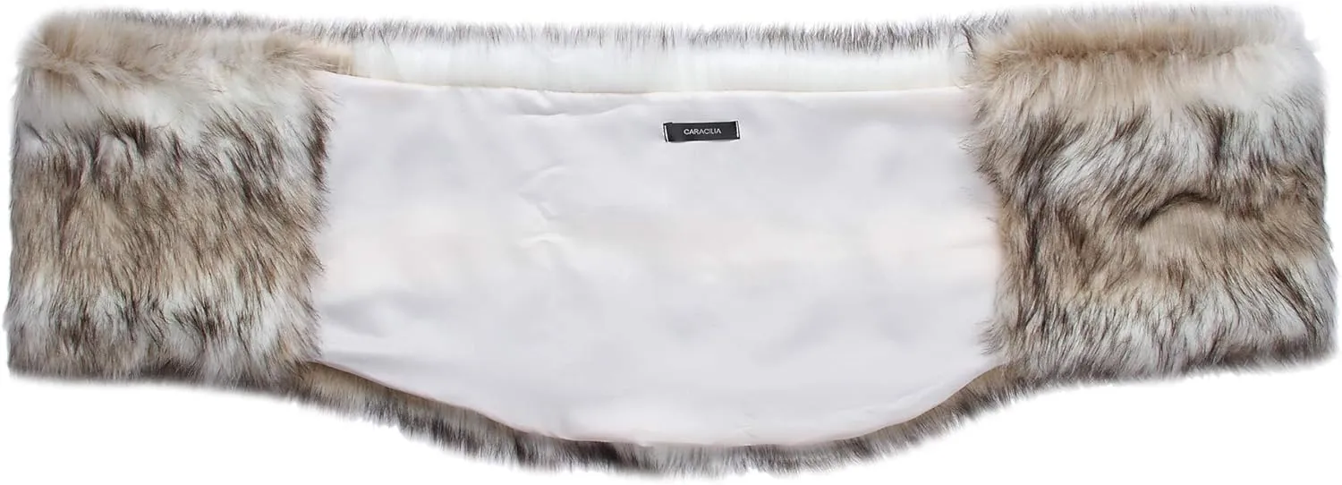Caracilia Women Luxury Faux Fur Coat Jackets Wrap Cape Shawl for Wedding Party