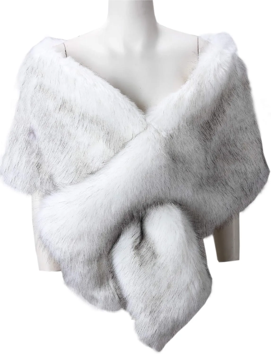 Caracilia Women Luxury Faux Fur Coat Jackets Wrap Cape Shawl for Wedding Party