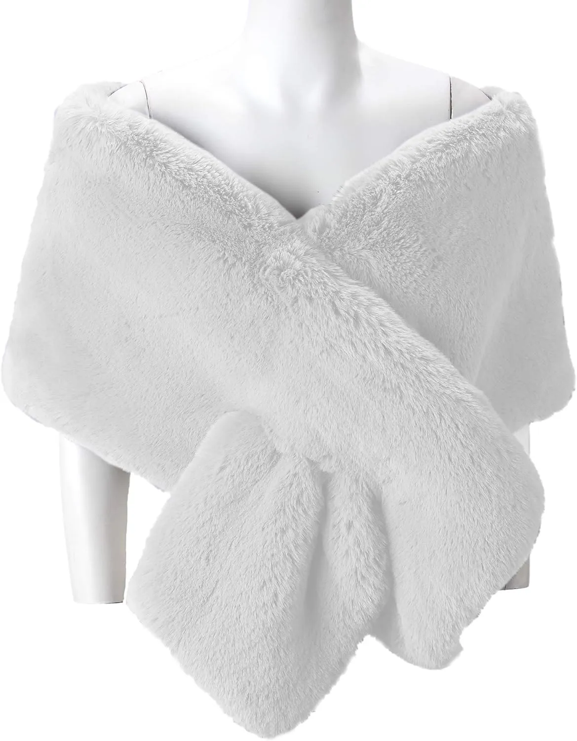 Caracilia Women Luxury Faux Fur Coat Jackets Wrap Cape Shawl for Wedding Party