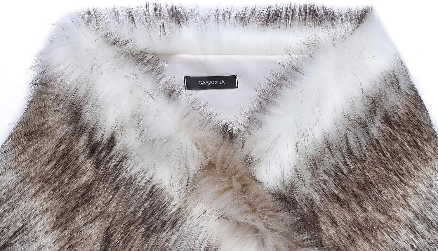 Caracilia Women Luxury Faux Fur Coat Jackets Wrap Cape Shawl for Wedding Party