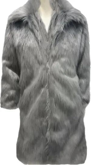 Colf Men's Fluffy Long Sleeve Faux Fur Coat Jacket Lapel Outwear Winter Parka Overcoat