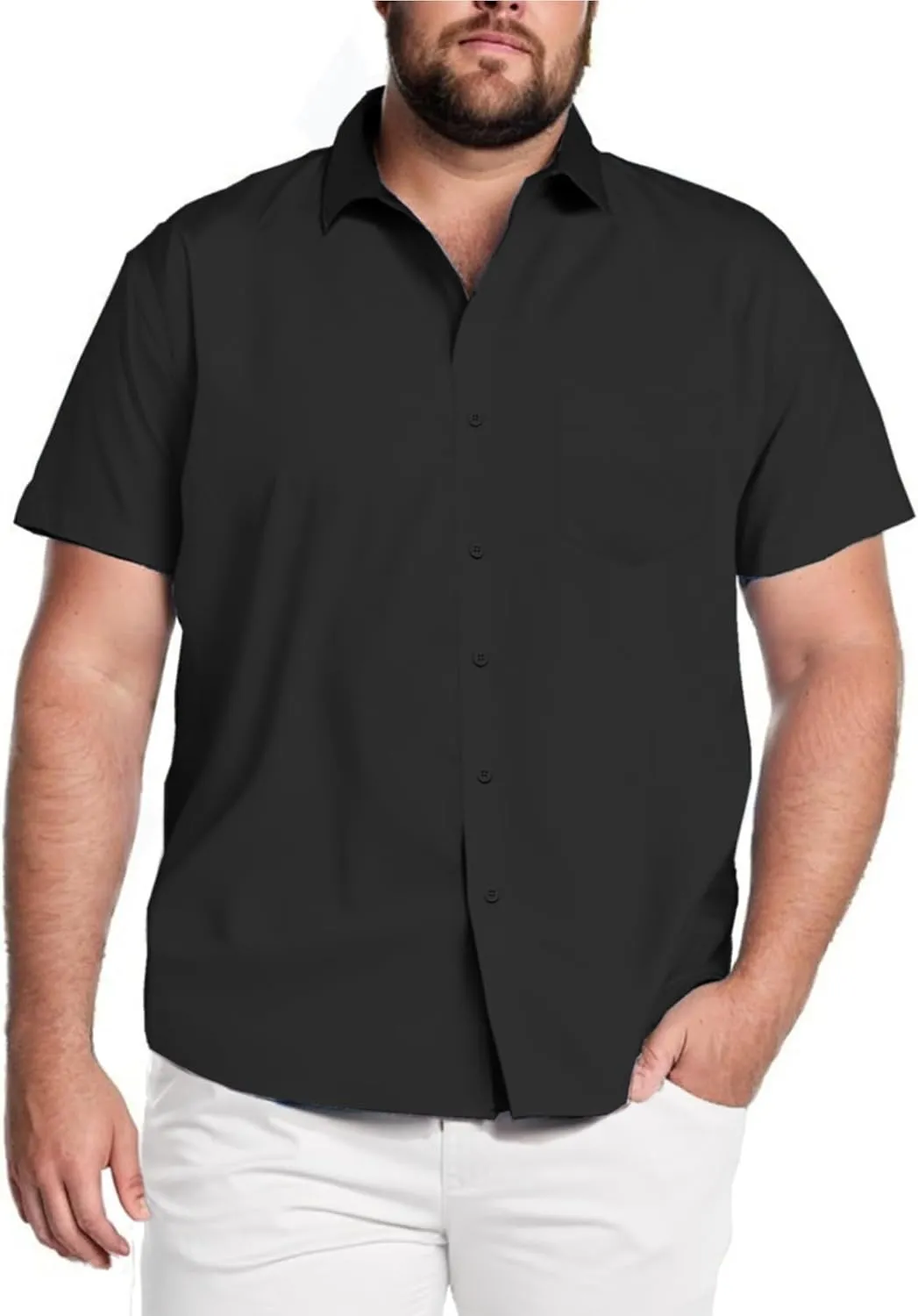 COOFANDY Big & Tall Dress Shirts for Men Short Sleeve Button Down Casual Shirts