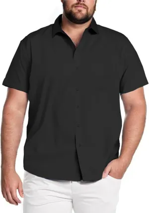 COOFANDY Big & Tall Dress Shirts for Men Short Sleeve Button Down Casual Shirts