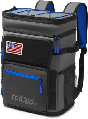 COOLREX Large Backpack Cooler 36 Can Cooler Backpack with 2 Insulated Compartments Leak Proof Waterproof Travel Backpack, Camping Beach Picnic Lunch Thermal Bag for Women and Men