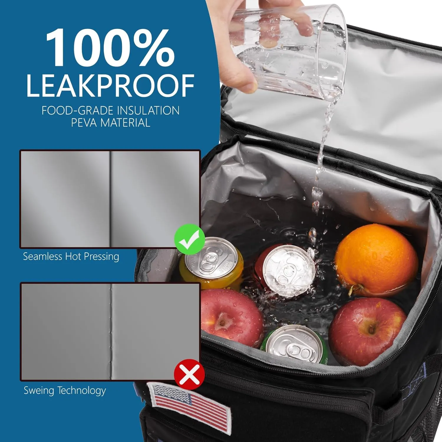 COOLREX Large Backpack Cooler 36 Can Cooler Backpack with 2 Insulated Compartments Leak Proof Waterproof Travel Backpack, Camping Beach Picnic Lunch Thermal Bag for Women and Men