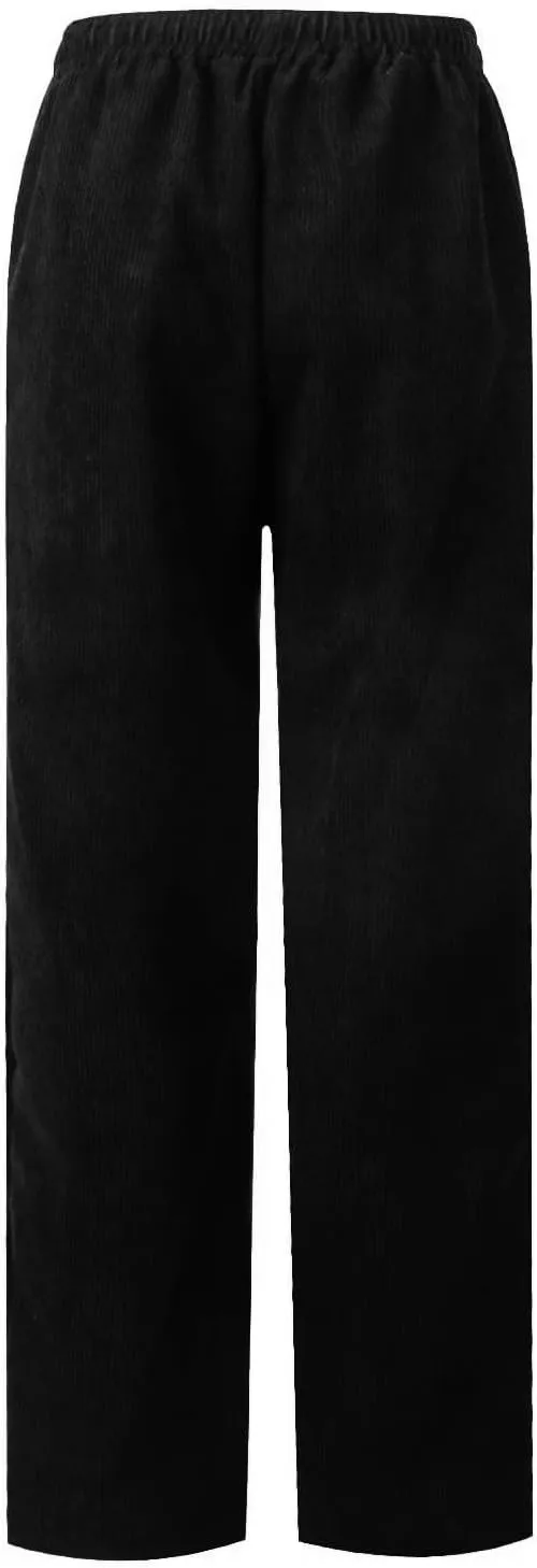 Corduroy Pants for Women Fall Winter Full Length Pant High Waist Straight Leg Pants Casual Drawstring Elastic Trouser