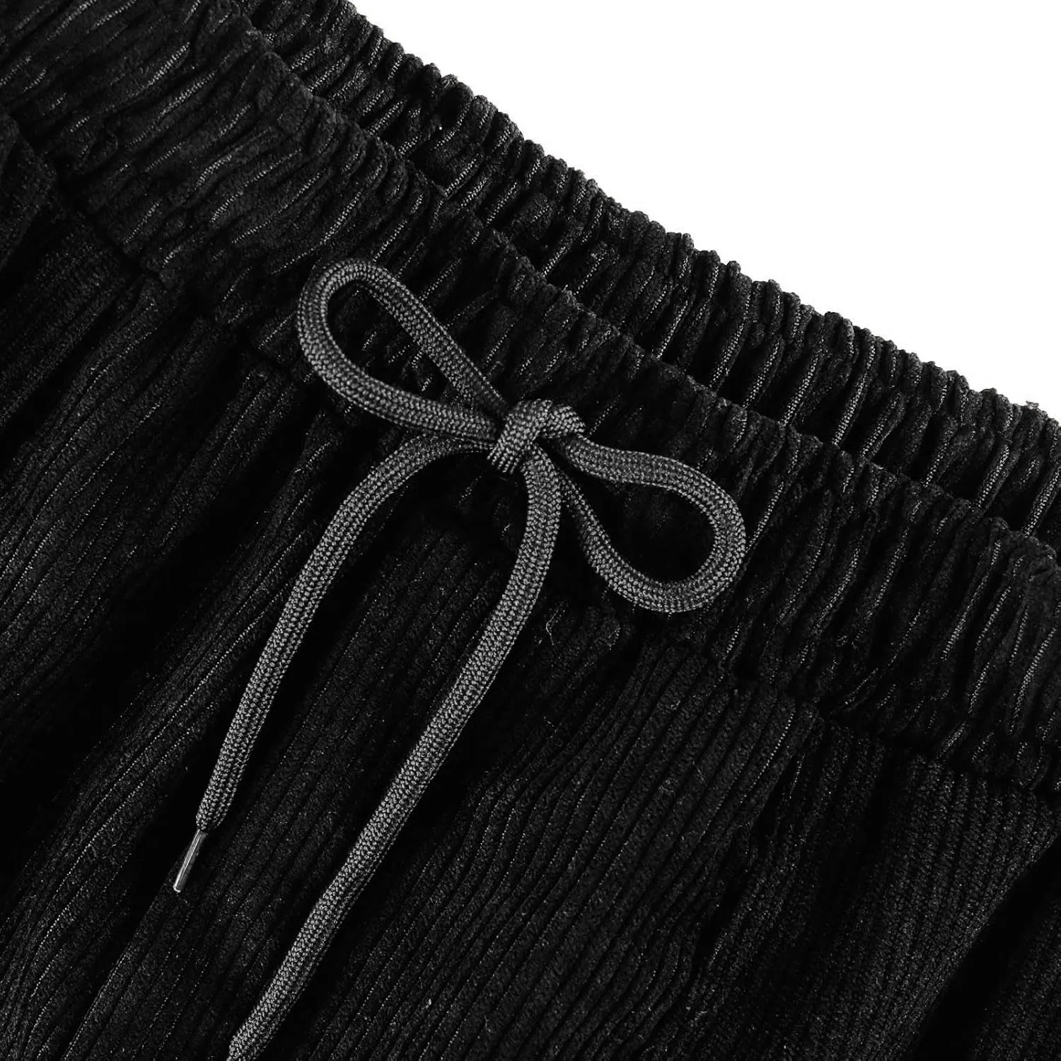 Corduroy Pants for Women Fall Winter Full Length Pant High Waist Straight Leg Pants Casual Drawstring Elastic Trouser