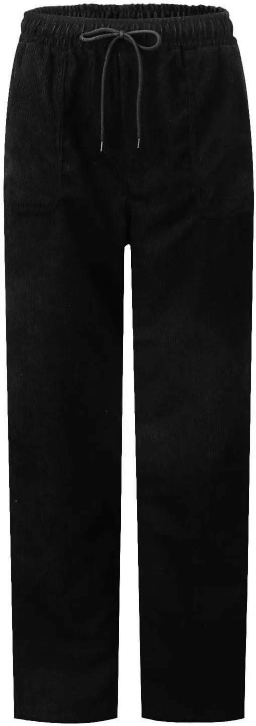 Corduroy Pants for Women Fall Winter Full Length Pant High Waist Straight Leg Pants Casual Drawstring Elastic Trouser