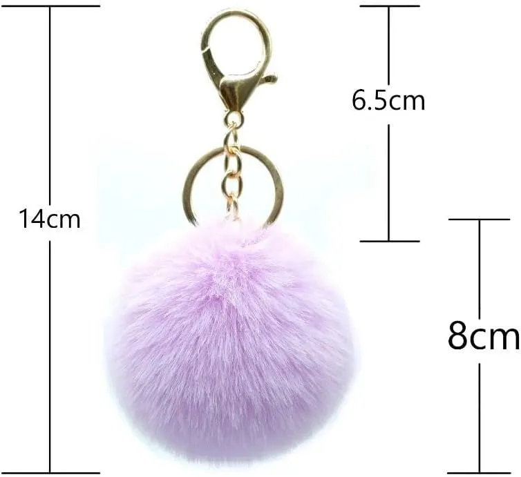 Cute Pompom Keychains Fluffy Faux Fur Ball Keychain Bag Hanging Pendant Purse Charm Key Holder(pink)