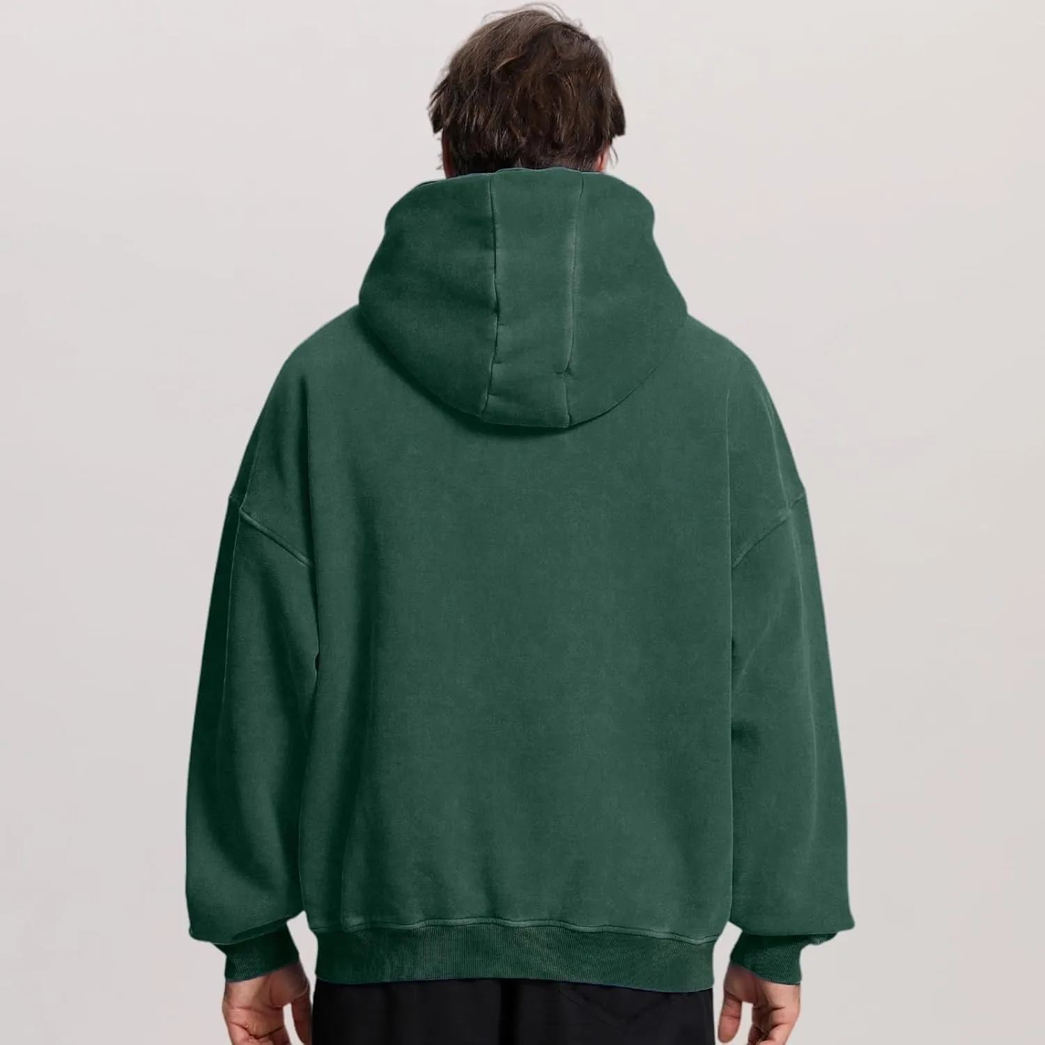 FAIABLE Mens Womens Double Zip Up Hoodie Oversized Acid Wash Heavyweight Fleece Cotton Zipper Hoodie Vintage
