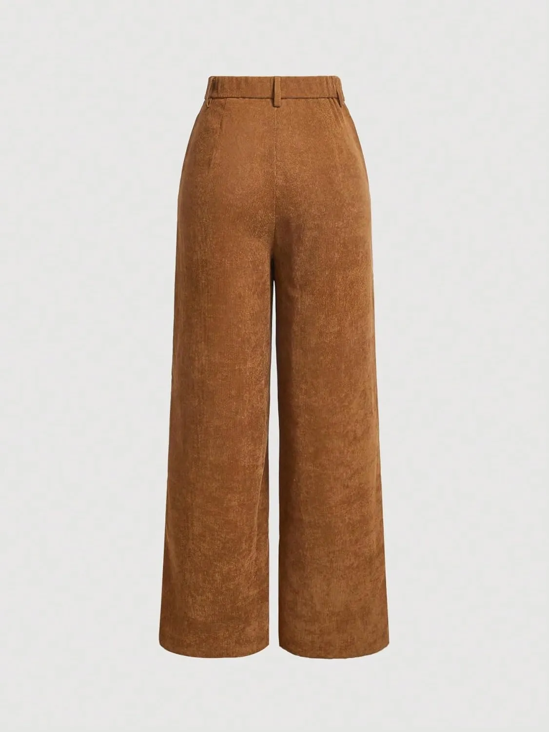 Floerns Women's Hight Waist Corduroy Velvet Slant Pocket Wide Leg Pants