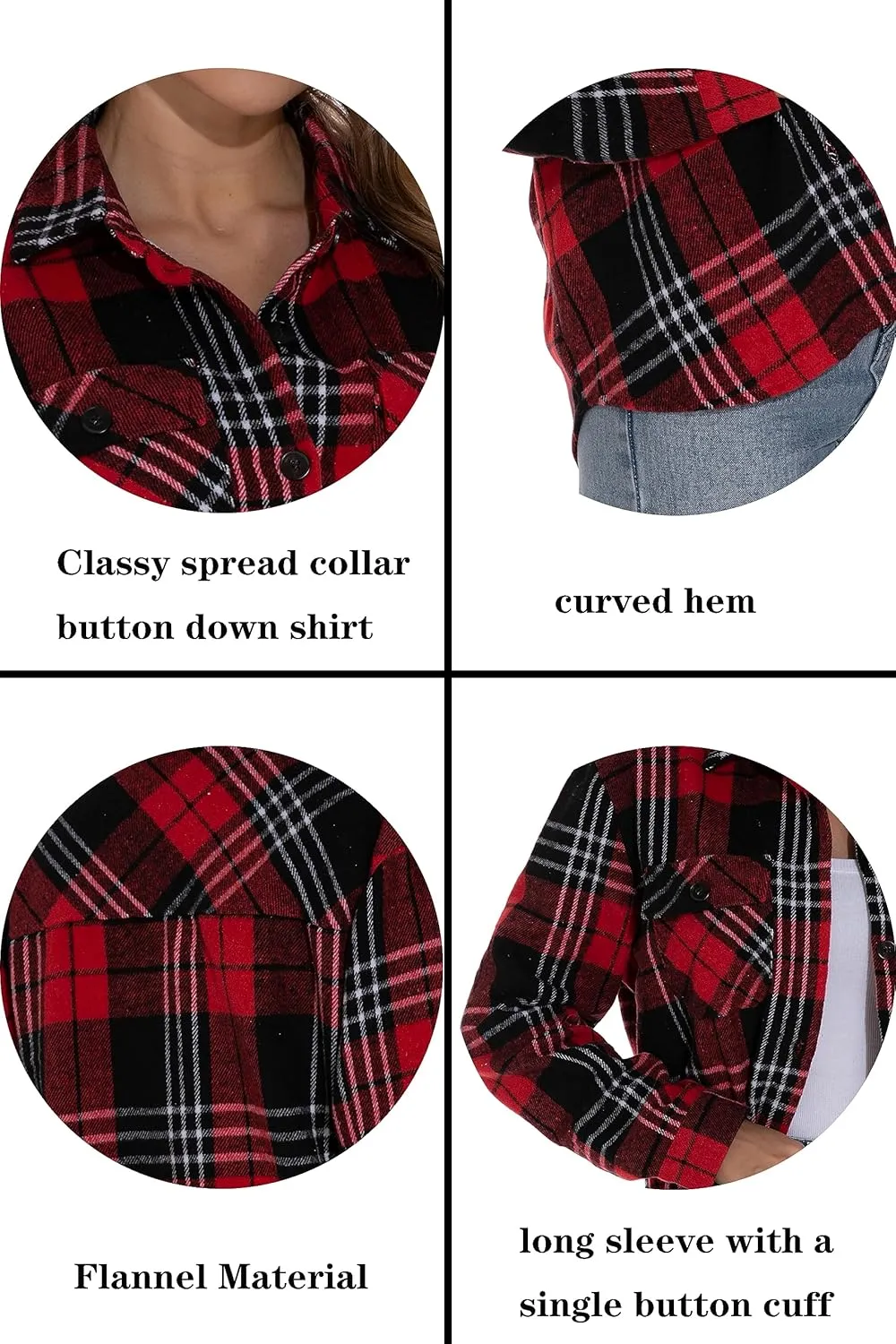 GUANYY Womens Flannel Shirt- Button Down Long Sleeve Shirts Lightweight Plaid Shacket Jacket 2024 Fall Outfits