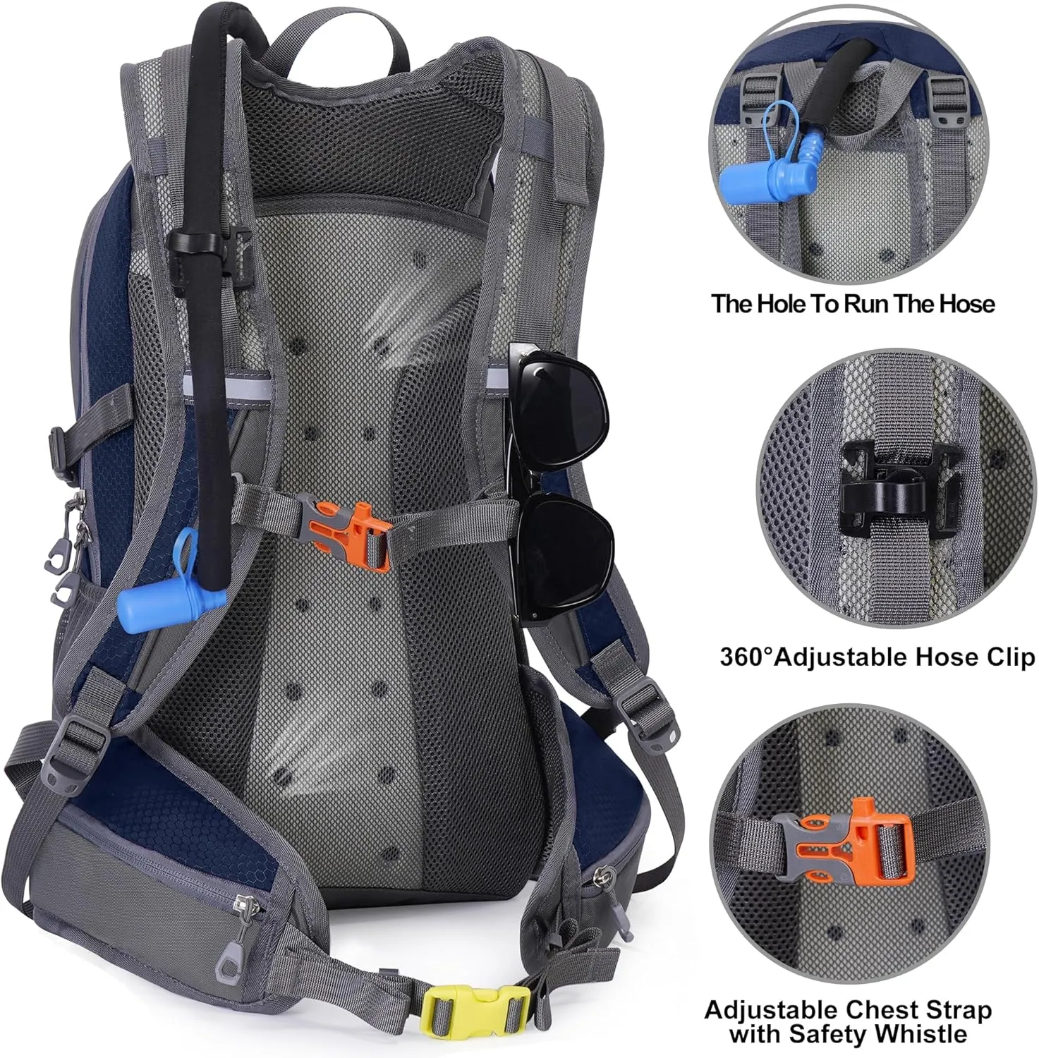 Hiking Backpack with 2L Water Bladder, Hiking Water Backpack with Rain Cover, Insulated Hydration Backpack for Cycling