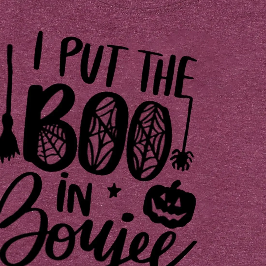 I Put The Boo in Boujee Women Funny Letter Print Halloween Shirts Classic Round Neck Casual Loose Fit Short Sleeve Tops