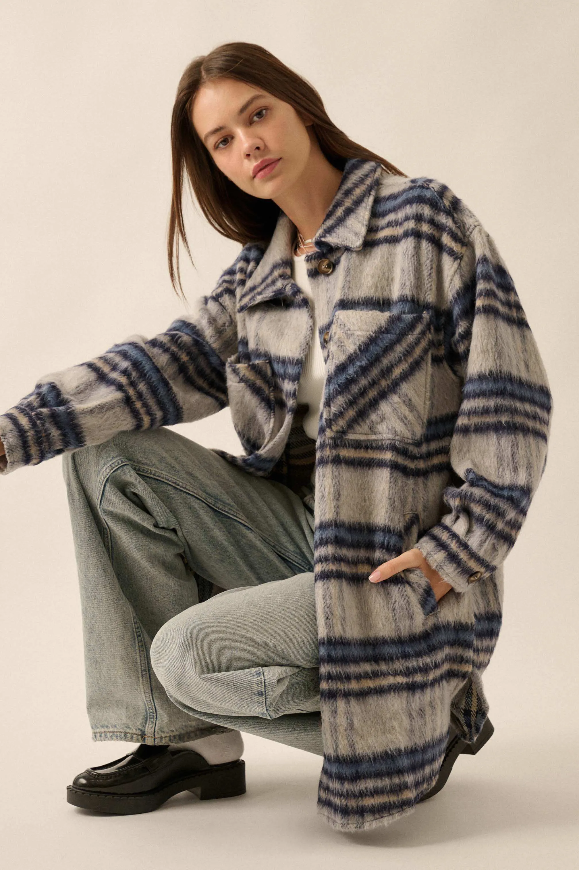 Into the Woods Wool-Blend Plaid Shacket