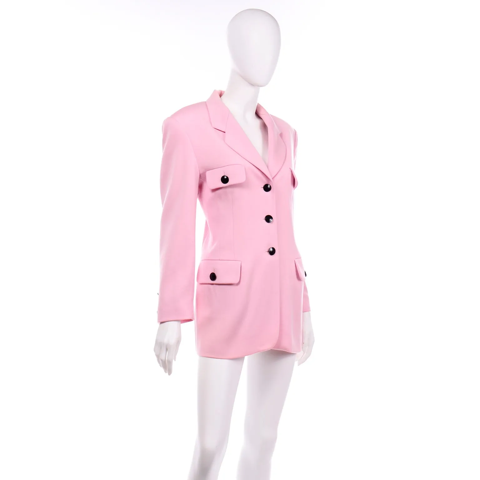 Margaretha Ley Escada Vintage Pink Longline Blazer Jacket