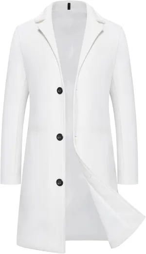 Men's Plus Size Pea Coat Casual Notched Collar Single Breasted Overcoat Coat 2024 Winter New Warm Trench Suit Jacket