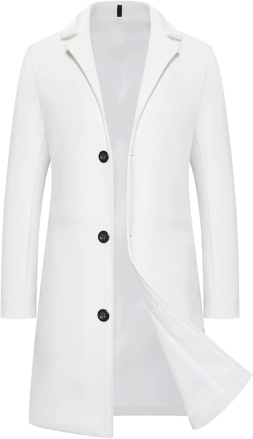 Men's Plus Size Pea Coat Casual Notched Collar Single Breasted Overcoat Coat 2024 Winter New Warm Trench Suit Jacket