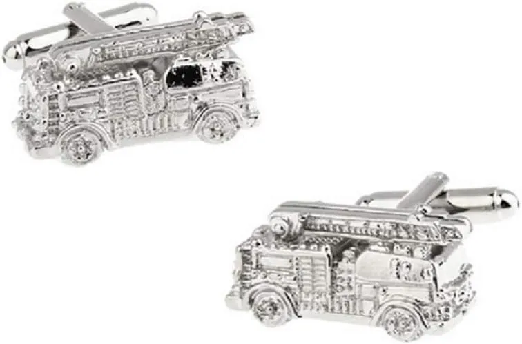 MRCUFF Fire Truck Engine Fireman Pair of Cufflinks in a Presentation Gift Box & Polishing Cloth