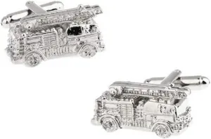 MRCUFF Fire Truck Engine Fireman Pair of Cufflinks in a Presentation Gift Box & Polishing Cloth
