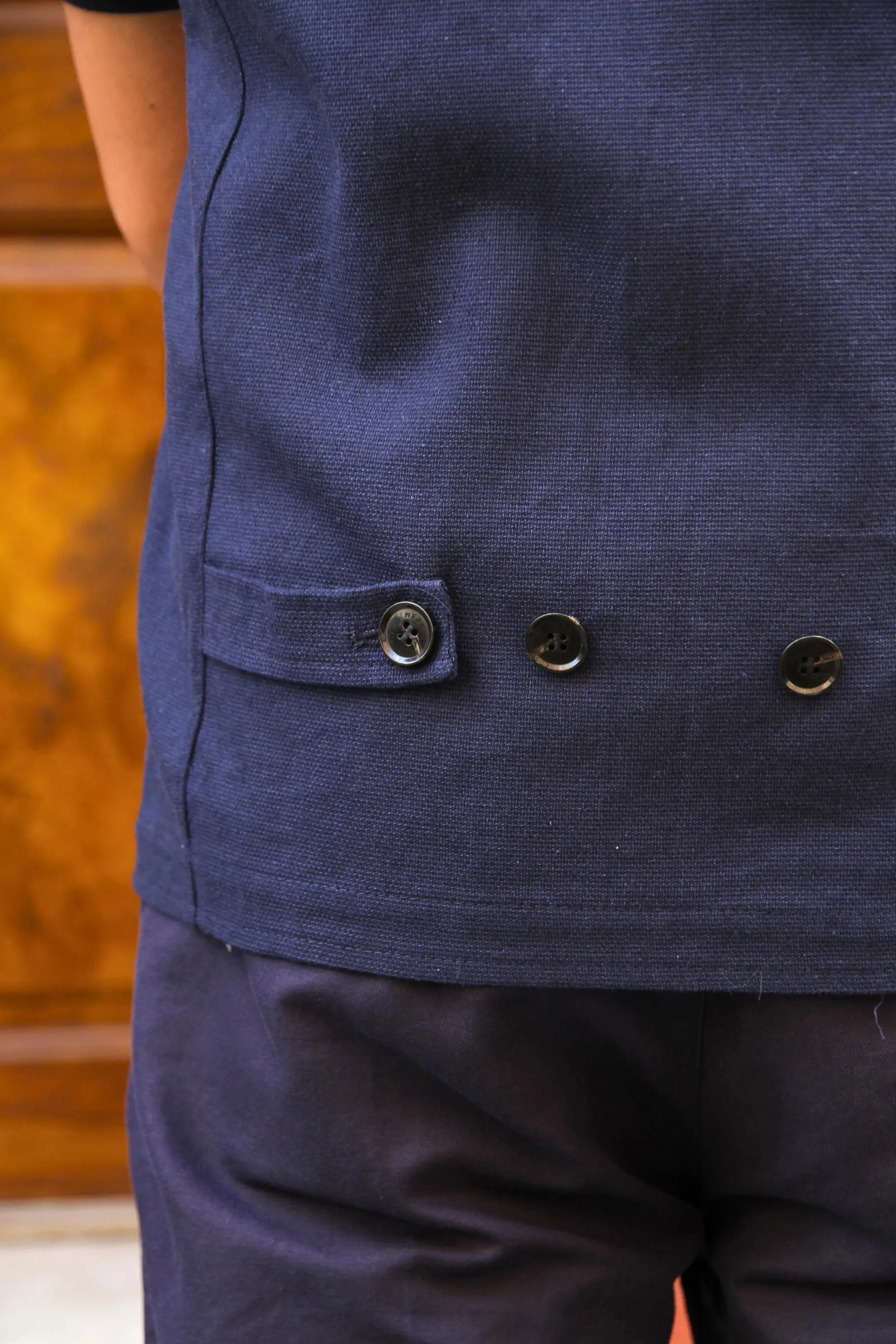 Orlando Linen Waistcoat - Dark Navy
