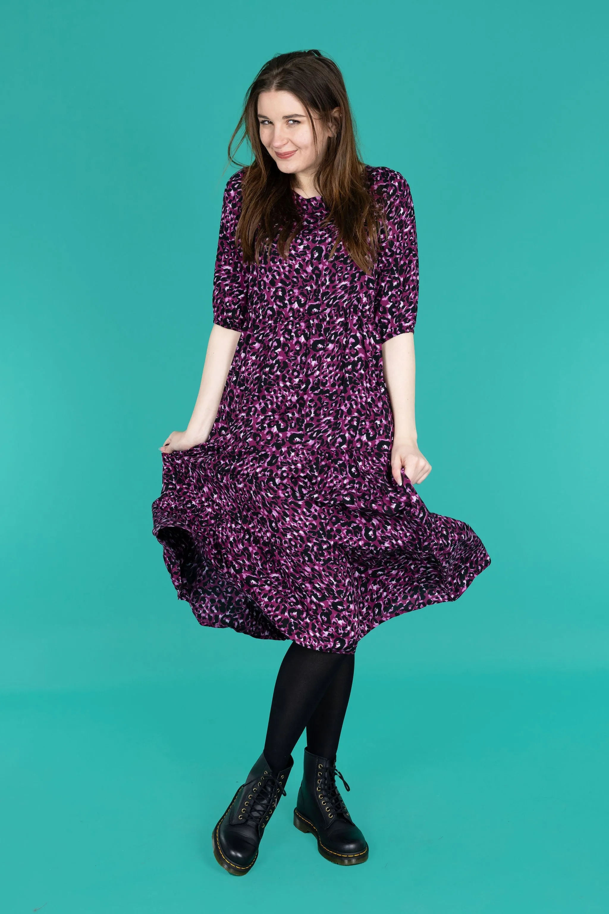 Purple Leopard Midi Breastfeeding Dress