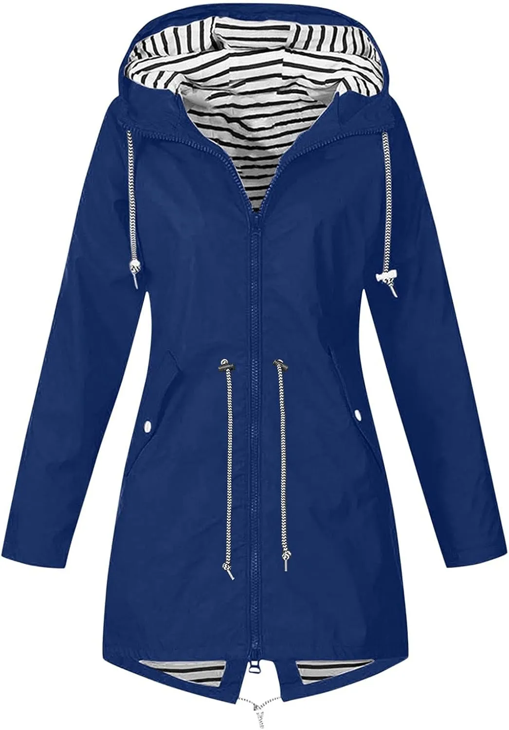 Rain Coats for Women Plus Size Waterproof Hoodie Jacket Windproof Windbreaker Lightweight Raincoat Drawstring Pockets