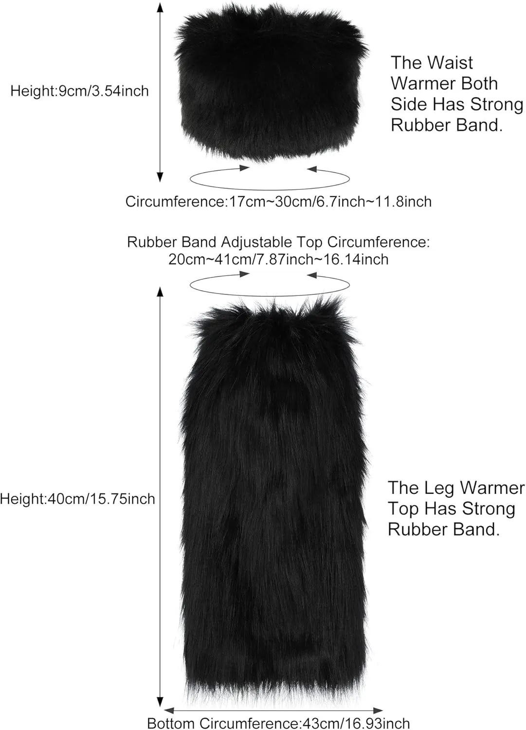SATINIOR 2 Pairs Faux Fur Cuffs Furry Long Leg Warmer Wrist Boot Cuff