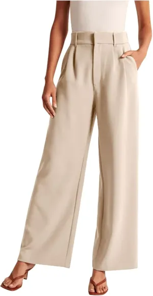 SMIDOW Womens High Waisted Dress Pants Business Work Office Wide Leg Palazzo Pant Regular Fit Trousers