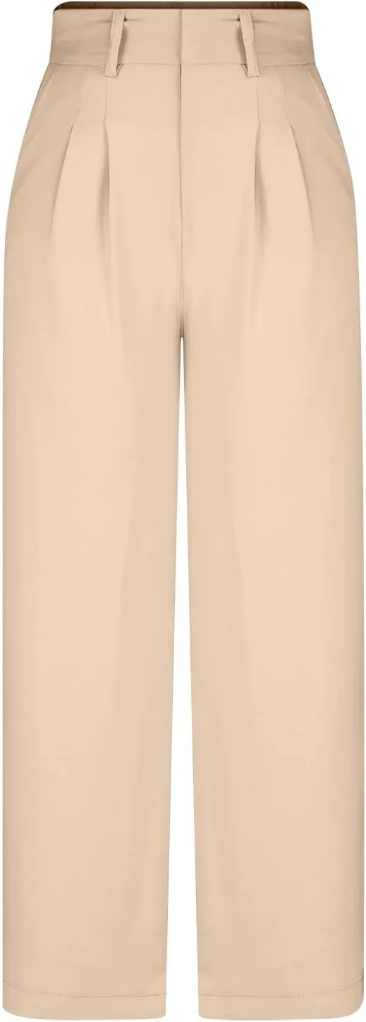 SMIDOW Womens High Waisted Dress Pants Business Work Office Wide Leg Palazzo Pant Regular Fit Trousers