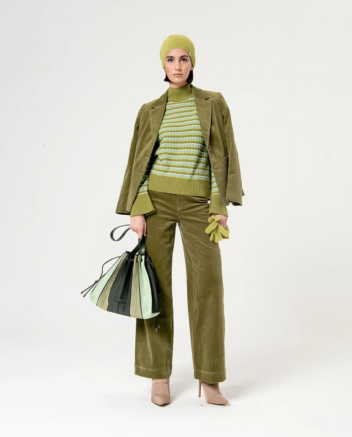 Surkana flare trousers 5 pockets green