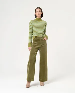 Surkana flare trousers 5 pockets green