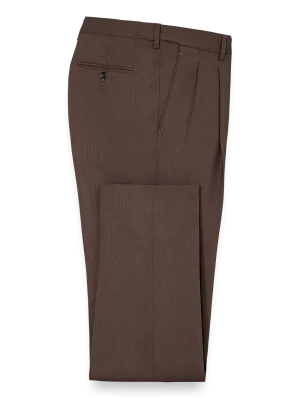 Tailored Fit Essential Wool Pleated Pants - Brown