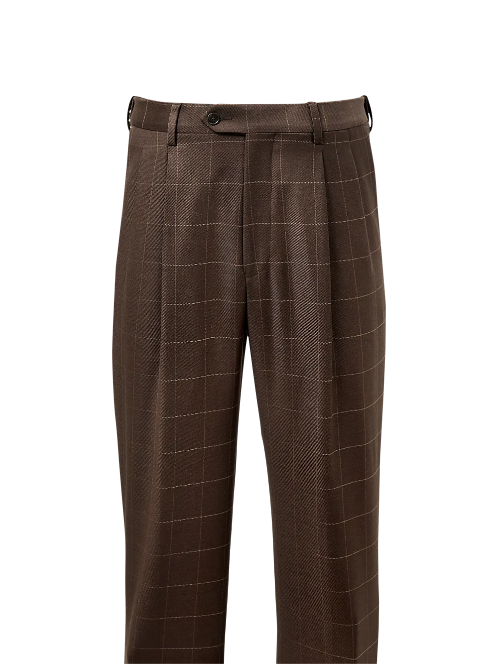 Tailored Fit Essential Wool Pleated Pants - Brown