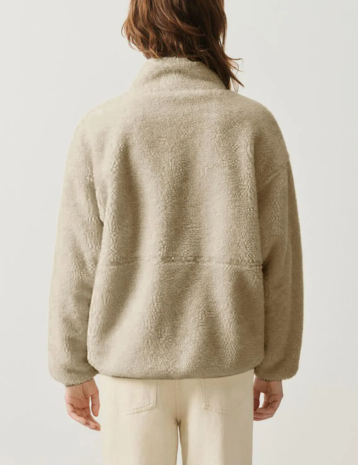 Watashi Women's Sherpa Jacket Faux Fur Coat Fleece Outerwear Zip-up with Pockets