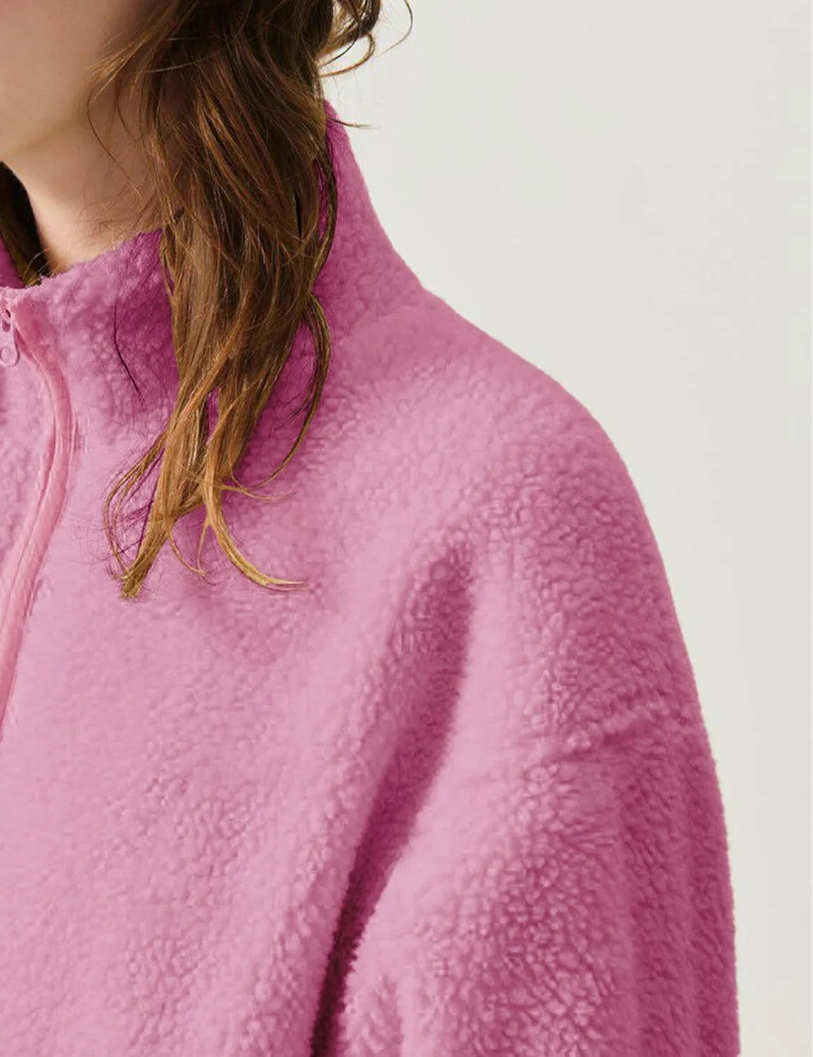 Watashi Women's Sherpa Jacket Faux Fur Coat Fleece Outerwear Zip-up with Pockets