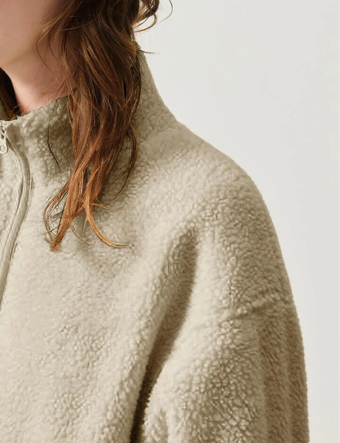 Watashi Women's Sherpa Jacket Faux Fur Coat Fleece Outerwear Zip-up with Pockets