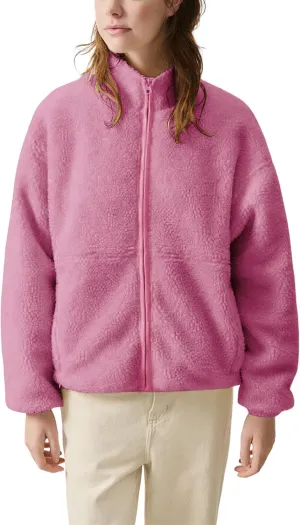 Watashi Women's Sherpa Jacket Faux Fur Coat Fleece Outerwear Zip-up with Pockets