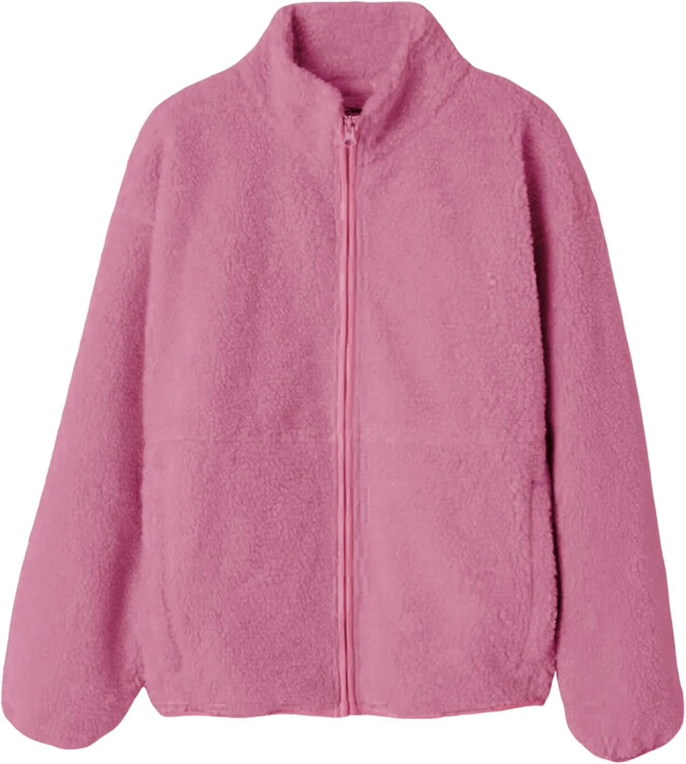 Watashi Women's Sherpa Jacket Faux Fur Coat Fleece Outerwear Zip-up with Pockets
