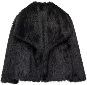Women's Faux Fur Coat Cropped Fluffy Jacket Long Sleeve Open Front Shaggy Short Coat Outerwear