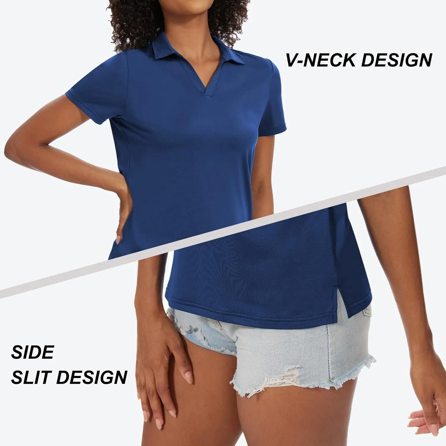 yuyangdpb Women's Golf Polo Shirts Short Sleeve Quick Dry UPF 50  Sun Protection V Neck Tennis Shirt